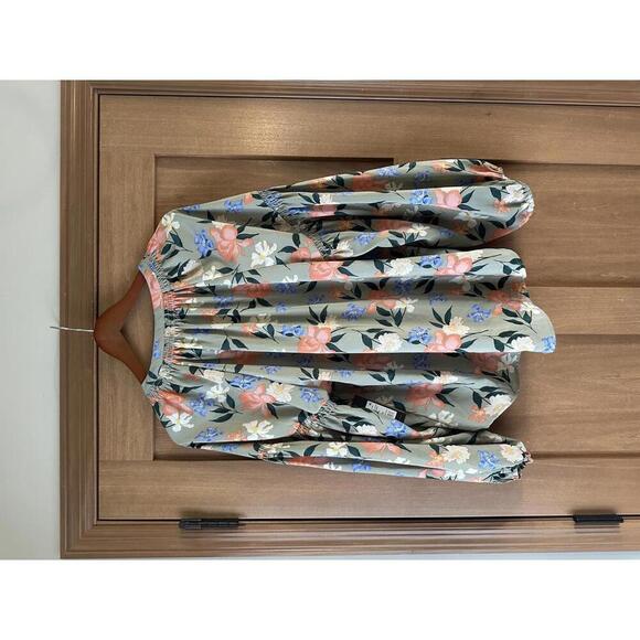 NWT Frye Last Dance Floral Teal Combo Blouse Women’s size XL​ - Picture 6 of 10